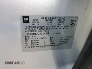 2017 GMC Acadia SLT with VIN 1GKKNMLAXHZ196823, listed as a Copart auction lot 75655254 with 57,257 mi miles and Salvage Title. Bid and sale history available at carsss.com. Image 13.