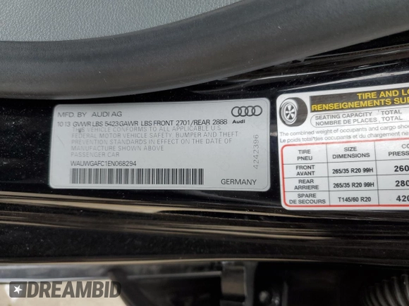 2014 Audi A7 Premium Plus z VIN WAUWGAFC1EN068294, wystawiony jako Copart lot #42305475 z przebiegiem 107 328 mil mil oraz Szkoda całkowita • Salvage title. Historia ofert i sprzedaży dostępna na DreamBid. Obrazek 15.