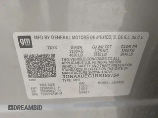 2024 Chevrolet Equinox LT with VIN 3GNAXUEG1RS182754, listed as a IAAI auction lot 42041296 with 32,015 mi miles. Bid and sale history available at carsss.com. Image 9.