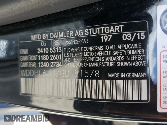 2016 Mercedes-Benz E-Class E 400 with VIN WDDHF6HB7GB181578, listed as a Copart auction lot 60837644 with 154,189 mi miles and Salvage Title. Bid and sale history available at carsss.com. Image 15.