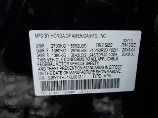 2019 Acura MDX Sport Hybrid w/Technology Pkg with VIN 5J8YD7H51KL001211, listed as a Copart auction lot 83173544 with 83,942 mi miles and Salvage Title. Bid and sale history available at carsss.com. Image 16.