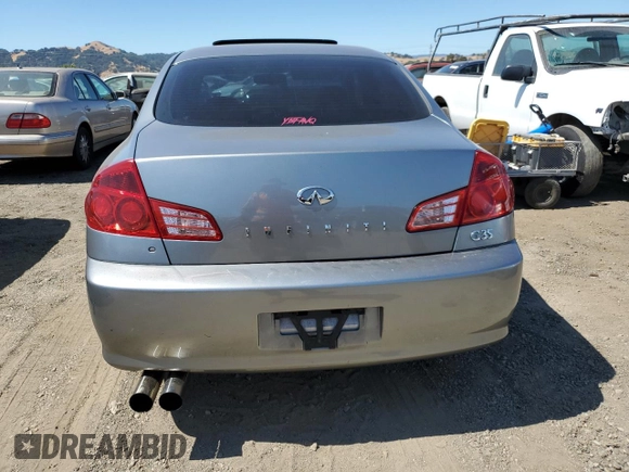 2006 Infiniti G35 with VIN JNKCV51E16M520889, listed as a Copart auction lot 69798694 with 109,394 mi miles and Salvage Title. Bid and sale history available at DreamBid. Image 6.