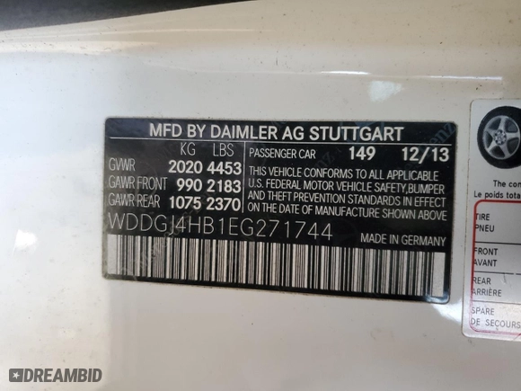 2014 Mercedes-Benz C-Class C 250 with VIN WDDGJ4HB1EG271744, listed as a Copart auction lot 45406945 with 87,792 mi miles and Salvage Title. Bid and sale history available at carsss.com. Image 12.