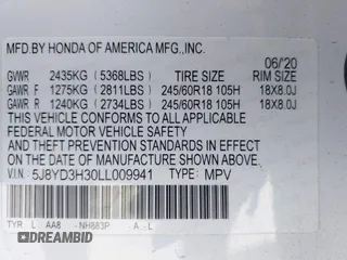 2020 Acura MDX with VIN 5J8YD3H30LL009941, listed as a IAAI auction lot 41979315 with 54,702 mi miles and . Bid and sale history available at DreamBid. Image 9.