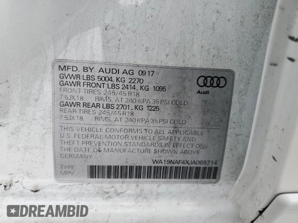 2018 Audi allroad A4 Prestige z VIN WA19NAF4XJA069714, wystawiony jako Copart lot #46351465 z przebiegiem 108 240 mil mil oraz Szkoda całkowita • Salvage title. Historia ofert i sprzedaży dostępna na DreamBid. Obrazek 14.
