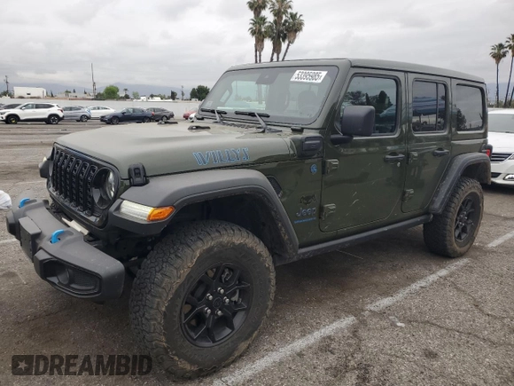 2024 Jeep Wrangler Sport S with VIN 1C4RJXN65RW121336, listed as a Copart auction lot 53395985 with 19,861 mi miles and Salvage title. Bid and sale history available at DreamBid. Image 1.