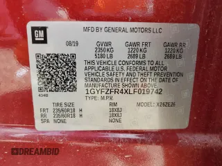 2020 Cadillac XT4 AWD Sport with VIN 1GYFZFR4XLF019742, listed as a Copart auction lot 51168485 with 68,952 mi miles and Clean title. Bid and sale history available at DreamBid. Image 12.