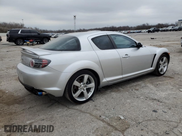 2004 Mazda RX-8 with VIN JM1FE17N540130784, listed as a Copart auction lot 86634014 with 122,828 mi miles and Clean Title. Bid and sale history available at carsss.com. Image 3.