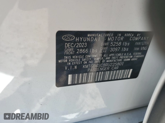 2024 Genesis G80 2.5T z VIN KMTGB4SC8RU225801, wystawiony jako Copart lot #48761985 z przebiegiem 12 844 mil mil oraz Szkoda całkowita • Salvage title. Historia ofert i sprzedaży dostępna na DreamBid. Obrazek 12.