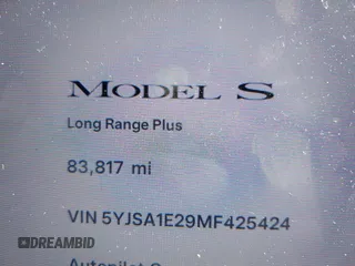 2021 Tesla Model S Long Range Plus с VIN 5YJSA1E29MF425424, выставлен на аукционе IAAI как лот 41745793 с пробегом 83 817 миль миль и . История ставок и продаж доступна на DreamBid. Изображение 15.