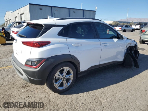 2023 Hyundai Kona SEL with VIN KM8K32AB1PU049637, listed as a Copart auction lot 88974675 with 18,453 mi miles and Salvage Title. Bid and sale history available at DreamBid. Image 3.