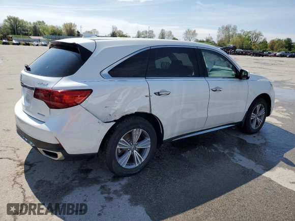 2020 Acura MDX with VIN 5J8YD4H36LL043842, listed as a Copart auction lot 53563845 with 50,071 mi miles and Salvage title. Bid and sale history available at DreamBid. Image 3.