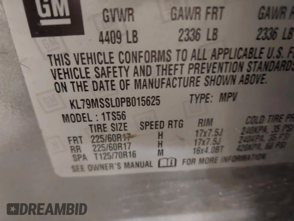 2023 Chevrolet TrailBlazer ACTIV with VIN KL79MSSL0PB015625, listed as a IAAI auction lot 41263182 with 19,229 mi miles and . Bid and sale history available at DreamBid. Image 9.