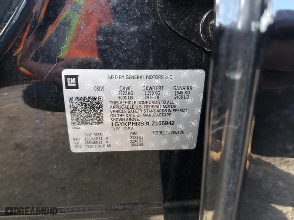 2020 Cadillac XT6 AWD Sport with VIN 1GYKPHRS3LZ105942, listed as a Copart auction lot 72639532 with 22,243 mi miles. Bid and sale history available at carsss.com. Image 13.