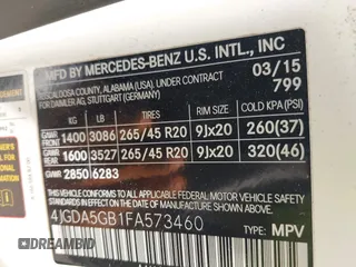 2015 Mercedes-Benz M 400 z VIN 4JGDA5GB1FA573460, wystawiony jako IAAI lot #42025873 z przebiegiem 156 008 mil mil oraz . Historia ofert i sprzedaży dostępna na DreamBid. Obrazek 9.