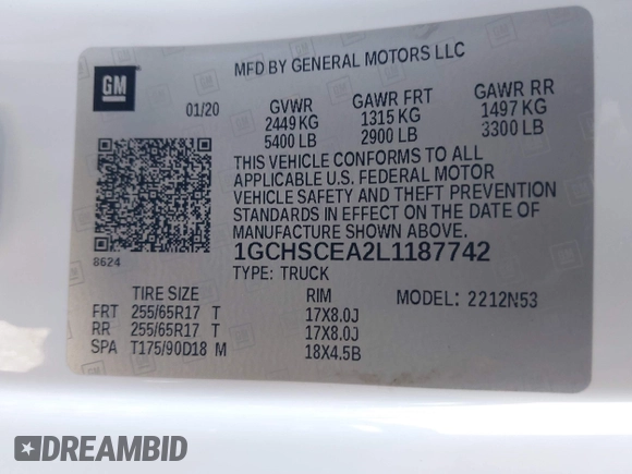 2020 Chevrolet Colorado 2WD LT with VIN 1GCHSCEA2L1187742, listed as a IAAI auction lot 42082537 with 79,801 mi miles and . Bid and sale history available at DreamBid. Image 9.