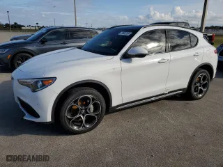 2023 Alfa Romeo Stelvio Ti with VIN ZASPAKBN7P7D55322, listed as a Copart auction lot 79582154 with 12,447 mi miles and Non Repairable. Bid and sale history available at carsss.com. Image 1.