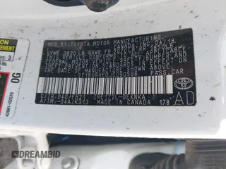 2018 Toyota Corolla L with VIN 2T1BURHE0JC090596, listed as a IAAI auction lot 42655247 with Not provided miles and . Bid and sale history available at DreamBid. Image 9.