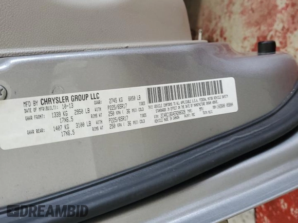 2014 Chrysler Town & Country Touring with VIN 2C4RC1BG4ER208328, listed as a Copart auction lot 64603194 with 180,899 mi miles and Clean Title. Bid and sale history available at DreamBid. Image 13.