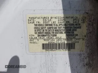 2012 Nissan Sentra SR with VIN 3N1AB6AP7CL713288, listed as a IAAI auction lot 42150652 with 184,630 mi miles and . Bid and sale history available at DreamBid. Image 9.