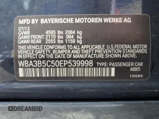 2014 BMW 3 Series 328i xDrive with VIN WBA3B5C50EP539998, listed as a Copart auction lot 57281255 with 146,476 mi miles and Salvage title. Bid and sale history available at DreamBid. Image 12.