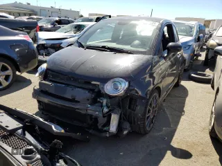 2015 FIAT 500 Abarth with VIN 3C3CFFFHXFT642995, listed as a Copart auction lot 66746604 with 48,645 mi miles and Salvage Title. Bid and sale history available at carsss.com. Image 1.