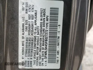 2015 Honda Odyssey EX with VIN 5FNRL5H45FB027272, listed as a Copart auction lot 52079545 with 112,192 mi miles and Salvage Title. Bid and sale history available at carsss.com. Image 16.