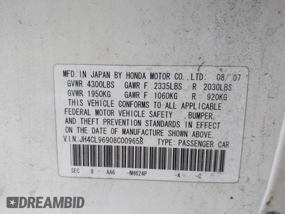 2008 Acura TSX Nav с VIN JH4CL96908C009658, выставлен на аукционе IAAI как лот 42521491 с пробегом 233 933 миль миль и . История ставок и продаж доступна на DreamBid. Изображение 9.