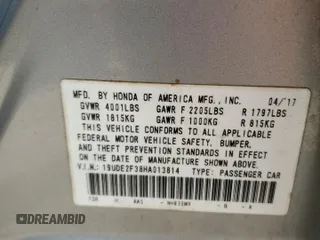 2017 Acura ILX z VIN 19UDE2F38HA013814, wystawiony jako Copart lot #59218595 z przebiegiem 97 776 mil mil oraz Szkoda całkowita • Salvage title. Historia ofert i sprzedaży dostępna na DreamBid. Obrazek 12.