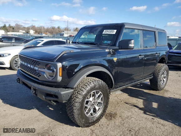 2024 Ford Bronco Badlands with VIN 1FMEE9BP4RLB23412, listed as a Copart auction lot 88945895 with 45 mi miles and Salvage Title. Bid and sale history available at carsss.com. Image 1.