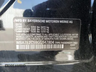 2016 BMW 7 Series 740i with VIN WBA7E2C59GG547804, listed as a Copart auction lot 68620463 with 122,937 mi miles. Bid and sale history available at carsss.com. Image 12.