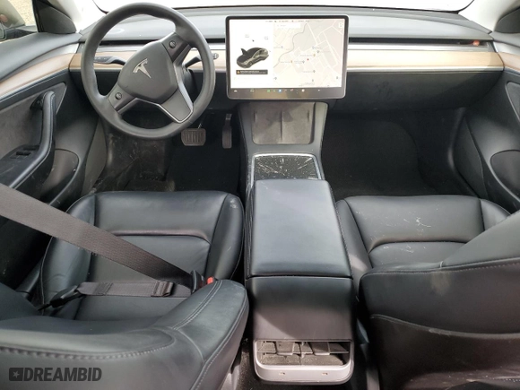 2021 Tesla Model 3 Long Range with VIN 5YJ3E1EB1MF988007, listed as a Copart auction lot 47082705 with 45,977 mi miles and Salvage Title. Bid and sale history available at carsss.com. Image 8.