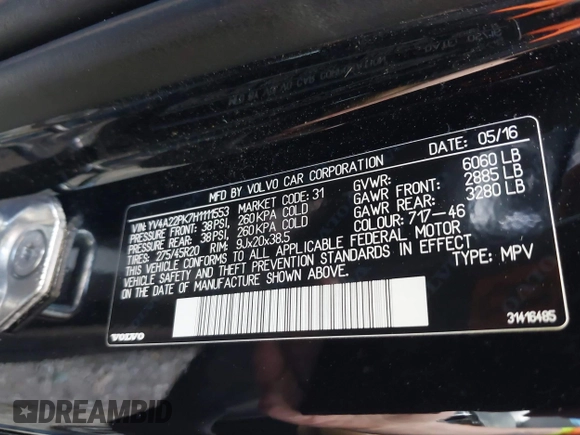 2017 Volvo XC90 Momentum с VIN YV4A22PK7H1111553, выставлен на аукционе IAAI как лот 41822397 с пробегом 123 888 миль миль и . История ставок и продаж доступна на DreamBid. Изображение 9.