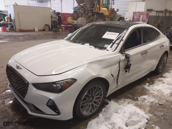 2020 Genesis G70 3.3T with VIN KMTG34LE6LU053580, listed as a IAAI auction lot 41220095 with 75,219 mi miles. Bid and sale history available at carsss.com. Image 18.