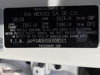 2025 Kia K4 EX with VIN 3KPFU4DE0SE008511, listed as a IAAI auction lot 41757484 with 1,478 mi miles. Bid and sale history available at carsss.com. Image 9.