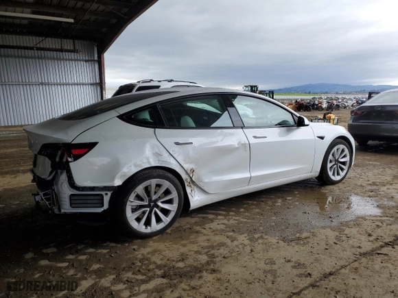2023 Tesla Model 3 with VIN 5YJ3E1EA9PF515418, listed as a Copart auction lot 43785455 with 6,998 mi miles and Salvage Title. Bid and sale history available at carsss.com. Image 3.