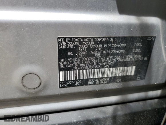 2021 Toyota RAV4 Hybrid XSE with VIN JTME6RFV4MJ008033, listed as a Copart auction lot 59039665 with 174,302 mi miles and Salvage title. Bid and sale history available at DreamBid. Image 13.