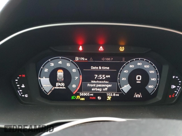 2020 Audi Q3 S line Premium with VIN WA1DECF33L1008687, listed as a Copart auction lot 41523185 with 56,905 mi miles and Salvage Title. Bid and sale history available at carsss.com. Image 9.