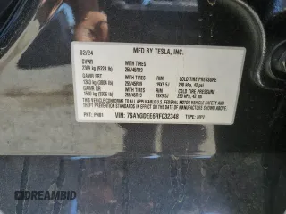 2024 Tesla Model Y Long Range z VIN 7SAYGDEE6RF032348, wystawiony jako Copart lot #58158355 z przebiegiem Nie podano mil oraz Szkoda całkowita • Salvage title. Historia ofert i sprzedaży dostępna na DreamBid. Obrazek 14.