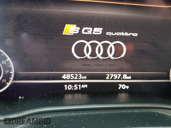2018 Audi SQ5 with VIN WA1C4BFY5J2160840, listed as a Copart auction lot 59074103 with 48,523 mi miles and . Bid and sale history available at DreamBid. Image 9.
