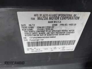 2013 Mazda 6 i Sport with VIN 1YVHZ8BH3D5M16802, listed as a IAAI auction lot 41668897 with 102,082 mi miles. Bid and sale history available at carsss.com. Image 9.