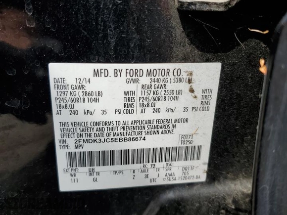 2014 Ford Edge SEL with VIN 2FMDK3JC5EBB86674, listed as a Copart auction lot 52194425 with 123,833 mi miles and Salvage Title. Bid and sale history available at carsss.com. Image 13.