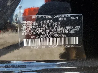 2024 Subaru Impreza with VIN JF1GUABCXR8886056, listed as a Copart auction lot 83389074 with 124 mi miles and Salvage Title. Bid and sale history available at carsss.com. Image 12.