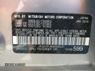 2016 Mitsubishi Lancer ES with VIN JA32U2FU8GU008237, listed as a Copart auction lot 67489284 with 95,869 mi miles and Clean Title. Bid and sale history available at carsss.com. Image 12.