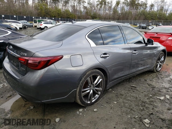 2019 Infiniti Q50 Luxe with VIN JN1EV7AR5KM591227, listed as a Copart auction lot 48151375 with 62,781 mi miles and Salvage Title. Bid and sale history available at DreamBid. Image 3.
