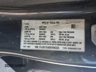 2025 Tesla Model 3 Long Range with VIN 5YJ3E1EA8SF896333, listed as a Copart auction lot 61876445 with 5,690 mi miles and Salvage title. Bid and sale history available at DreamBid. Image 12.