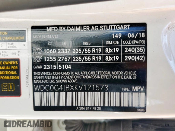 2019 Mercedes-Benz GLC 300 с VIN WDC0G4JBXKV121573, выставлен на аукционе Copart как лот 57998505 с пробегом 85 092 миль миль и Списание • Salvage title. История ставок и продаж доступна на DreamBid. Изображение 14.