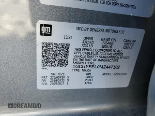 2021 Chevrolet Silverado 1500 RST with VIN 1GCUYEEL0MZ447102, listed as a Copart auction lot 88479115 with 0 mi miles and Salvage Title. Bid and sale history available at carsss.com. Image 13.