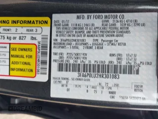 2017 Ford Fusion Hybrid SE with VIN 3FA6P0LU2HR301083, listed as a IAAI auction lot 42602798 with 89,003 mi miles and . Bid and sale history available at DreamBid. Image 9.