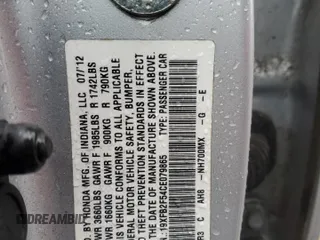 2012 Honda Civic LX с VIN 19XFB2F54CE079865, выставлен на аукционе Copart как лот 48490125 с пробегом 100 924 миль миль и Списание • Salvage title. История ставок и продаж доступна на DreamBid. Изображение 12.